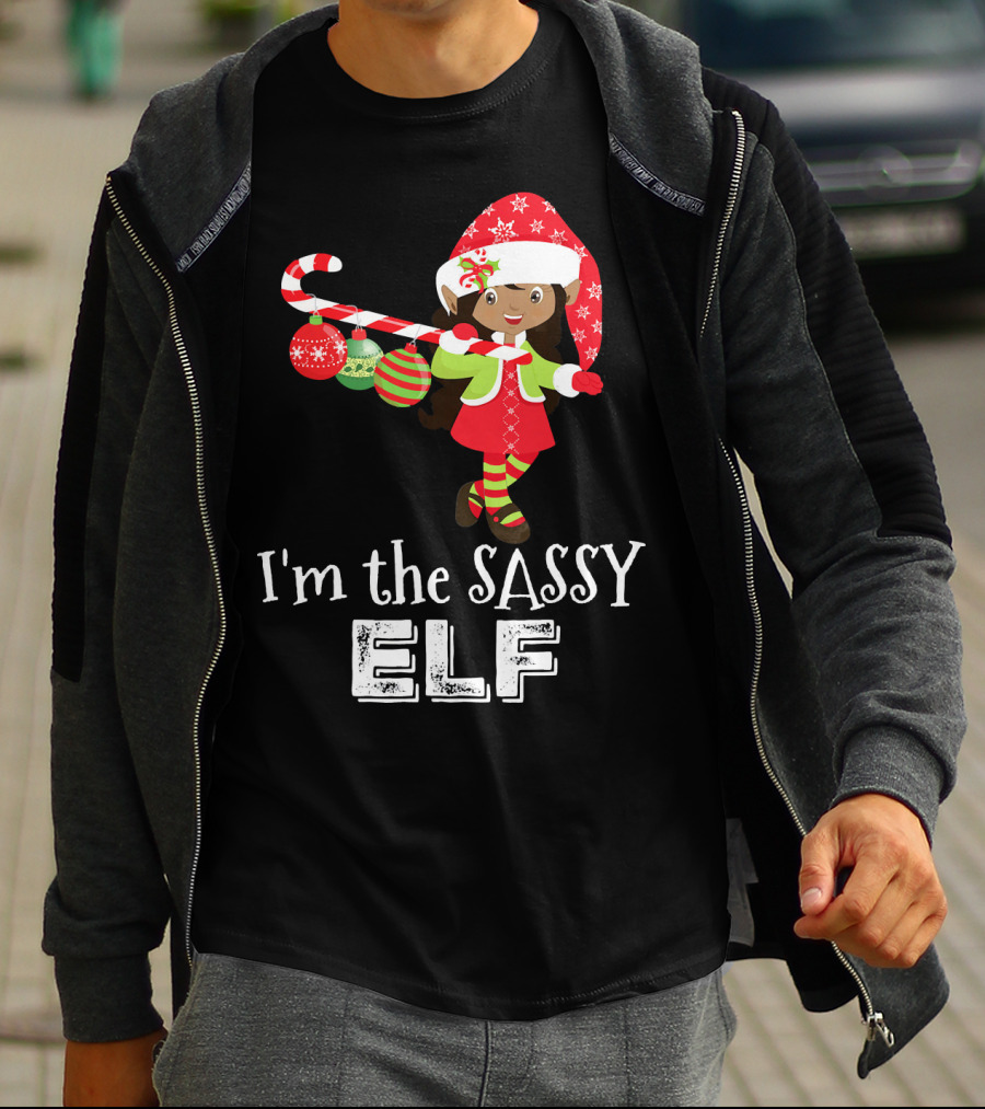 I'm The Sassy Elf African American Girls Christmas T-Shirt