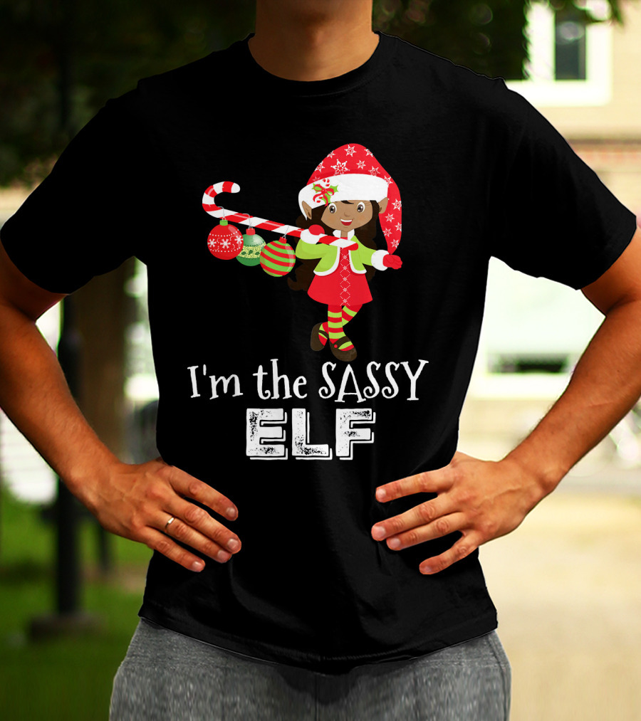 I'm The Sassy Elf African American Girls Christmas T-Shirt