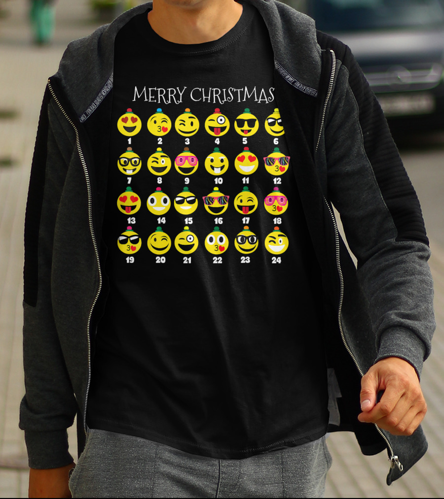 Merry Christmas Emoji Advent Calendar Countdown T-Shirt