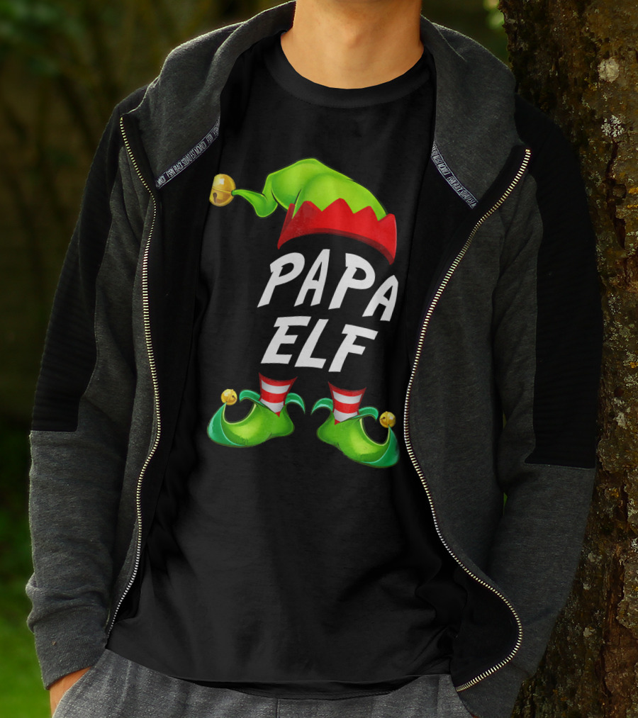 Christmas Papa Elf Green Hat And Shoes Funny Holiday Edition T-Shirt
