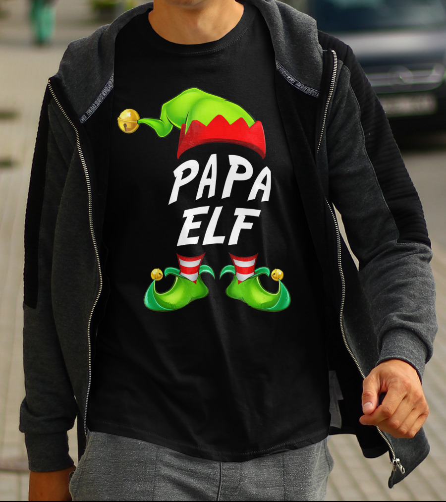 Christmas Papa Elf Green Hat And Shoes Funny Holiday Edition T-Shirt