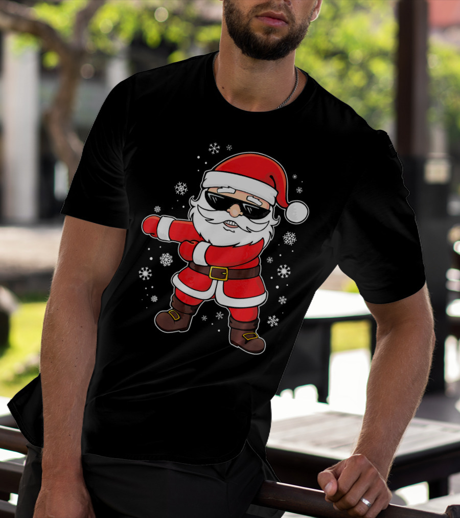 Santa Floss Dance With Snowflakes And Sunglasses T-Shirt