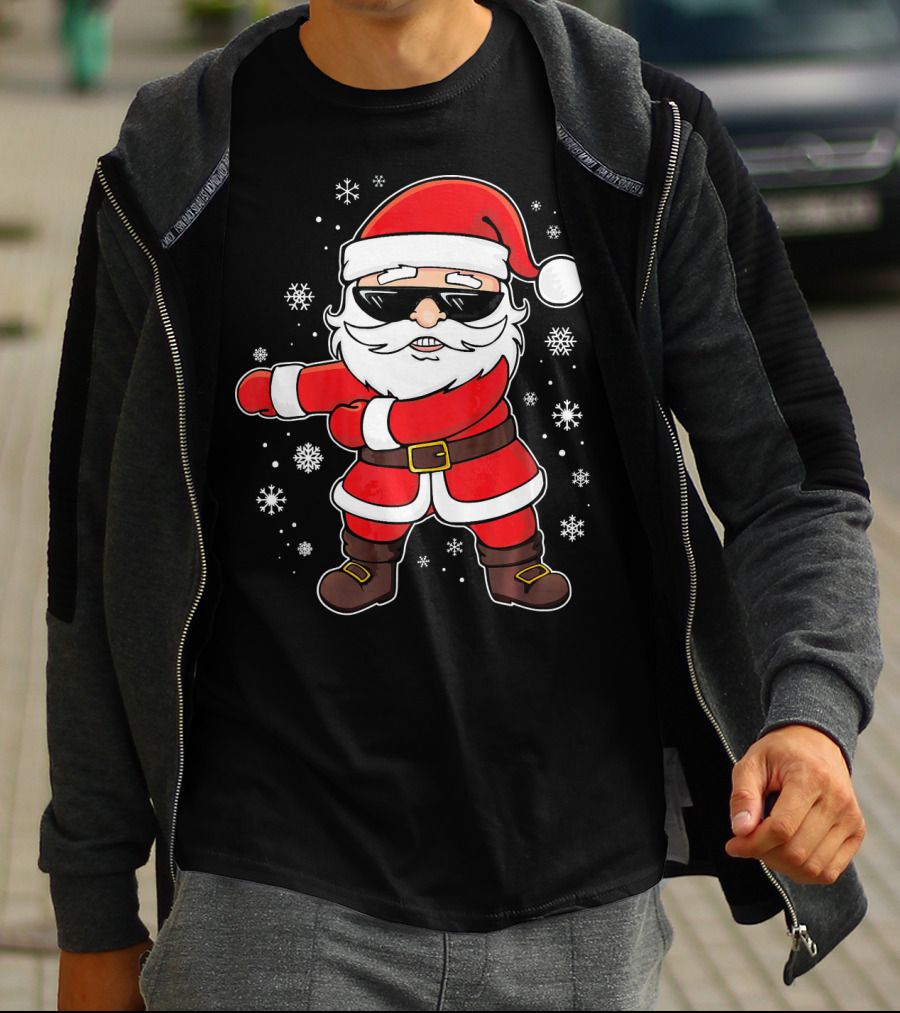 Santa Floss Dance With Snowflakes And Sunglasses T-Shirt