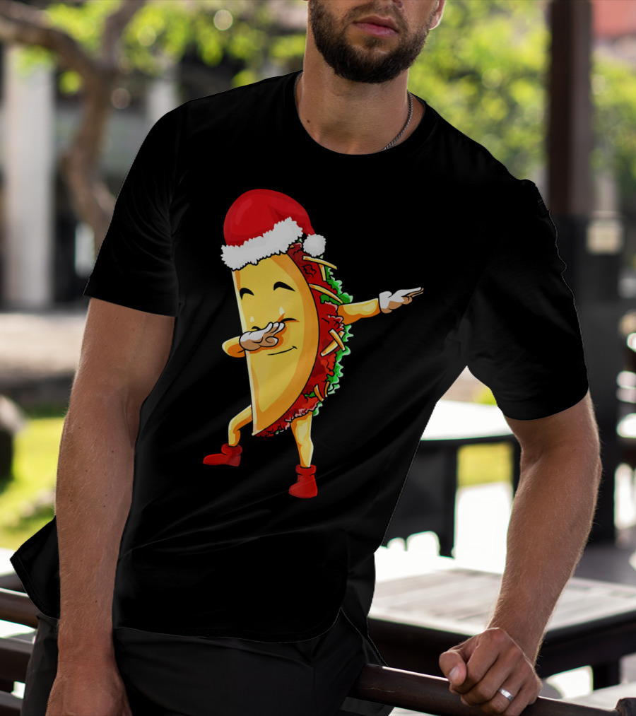 Dabbing Taco Santa Christmas Pajama Holiday Dance T-Shirt