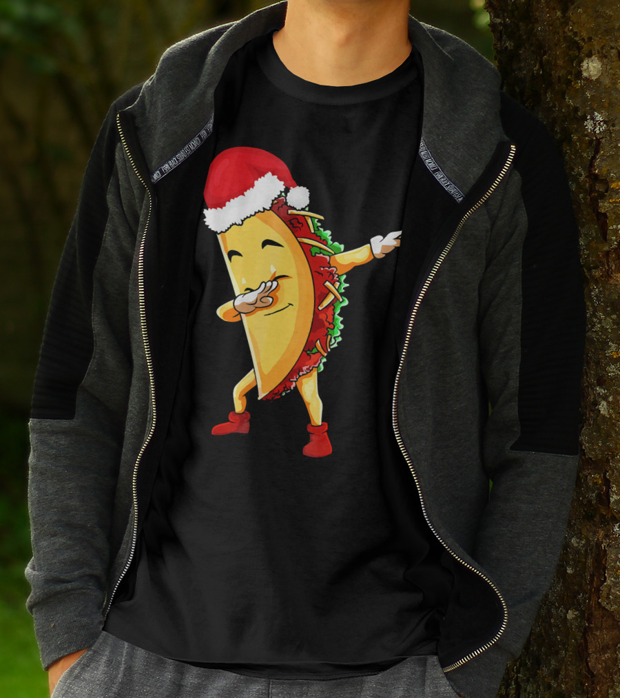 Dabbing Taco Santa Christmas Pajama Holiday Dance T-Shirt