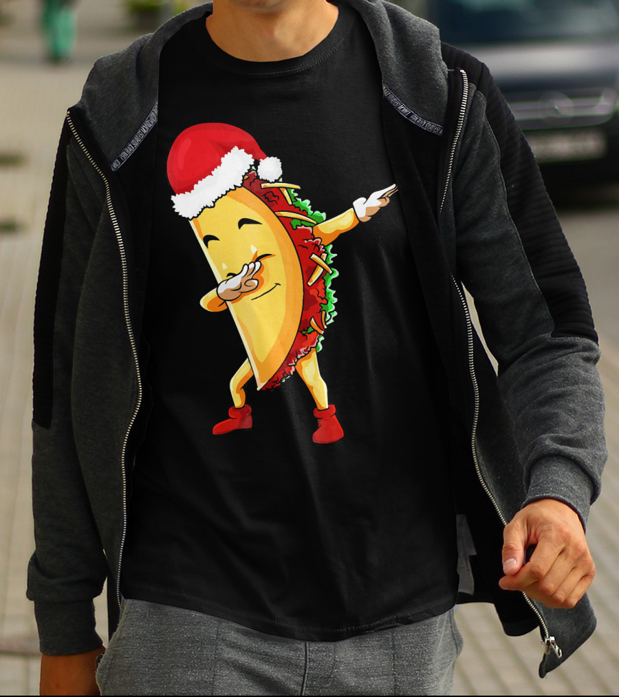 Dabbing Taco Santa Christmas Pajama Holiday Dance T-Shirt