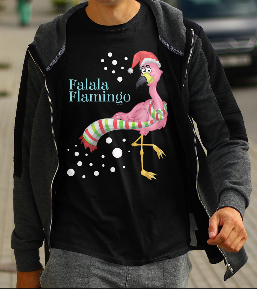 Falala Flamingo Santa Hat Christmas Holiday T-Shirt