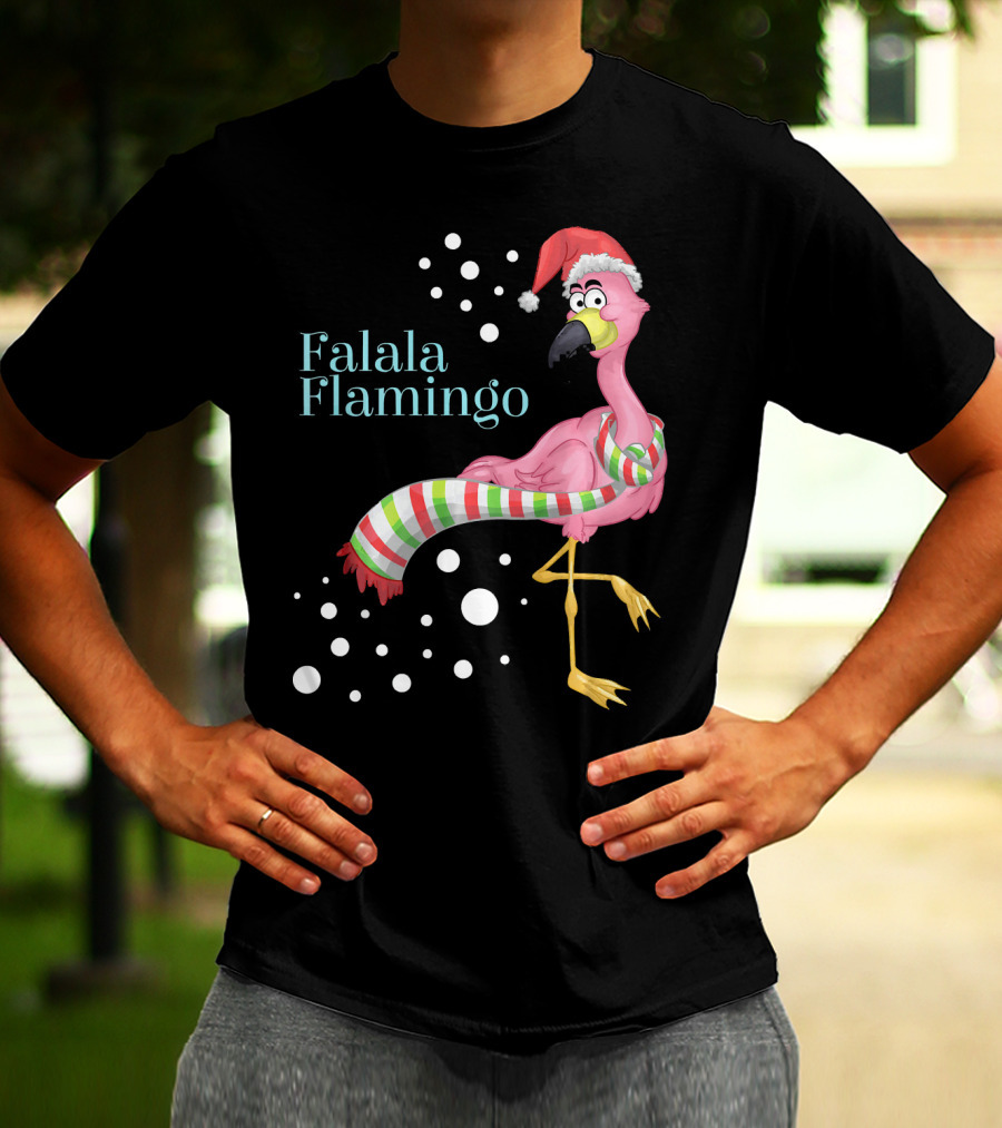 Falala Flamingo Santa Hat Christmas Holiday T-Shirt