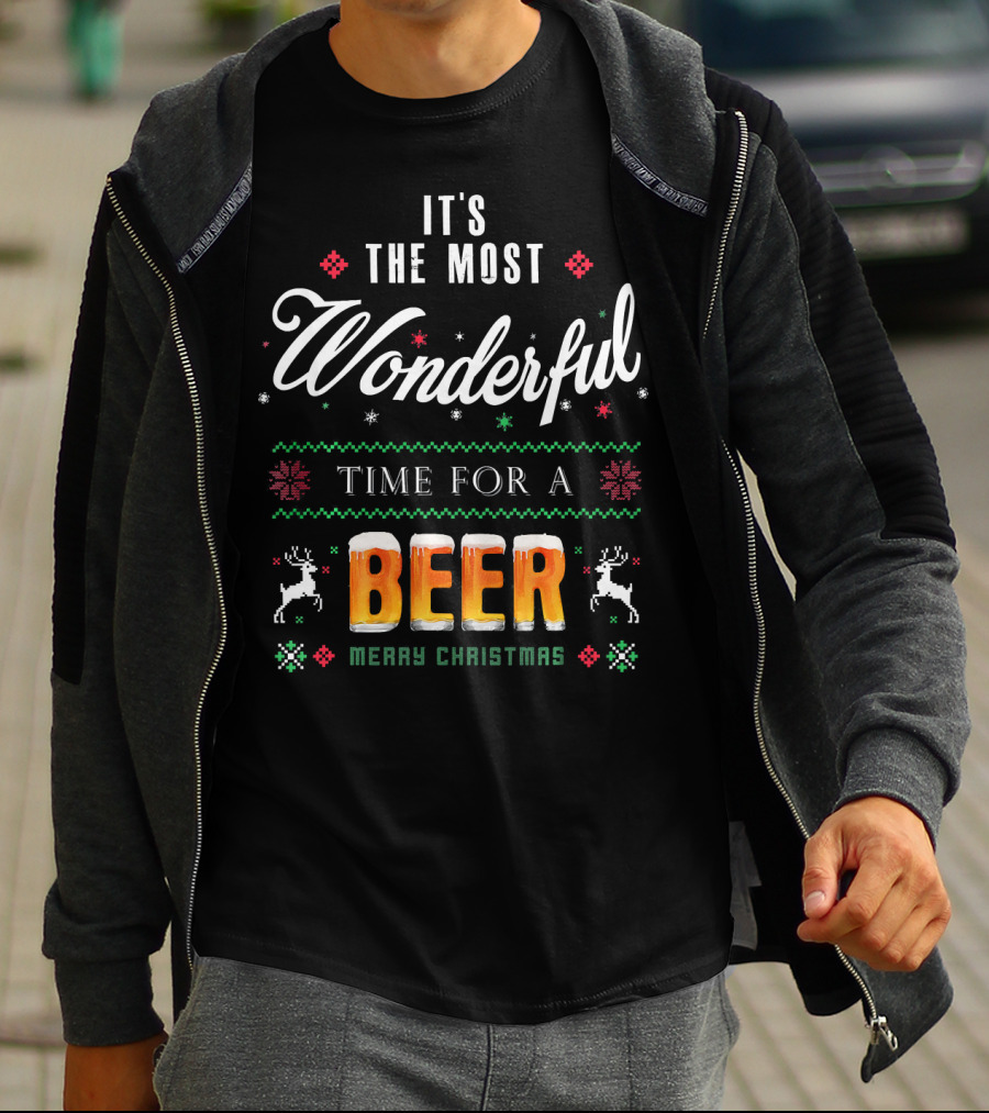 It's The Most Wonderful Time For A Beer Merry Christmas T-Shirt