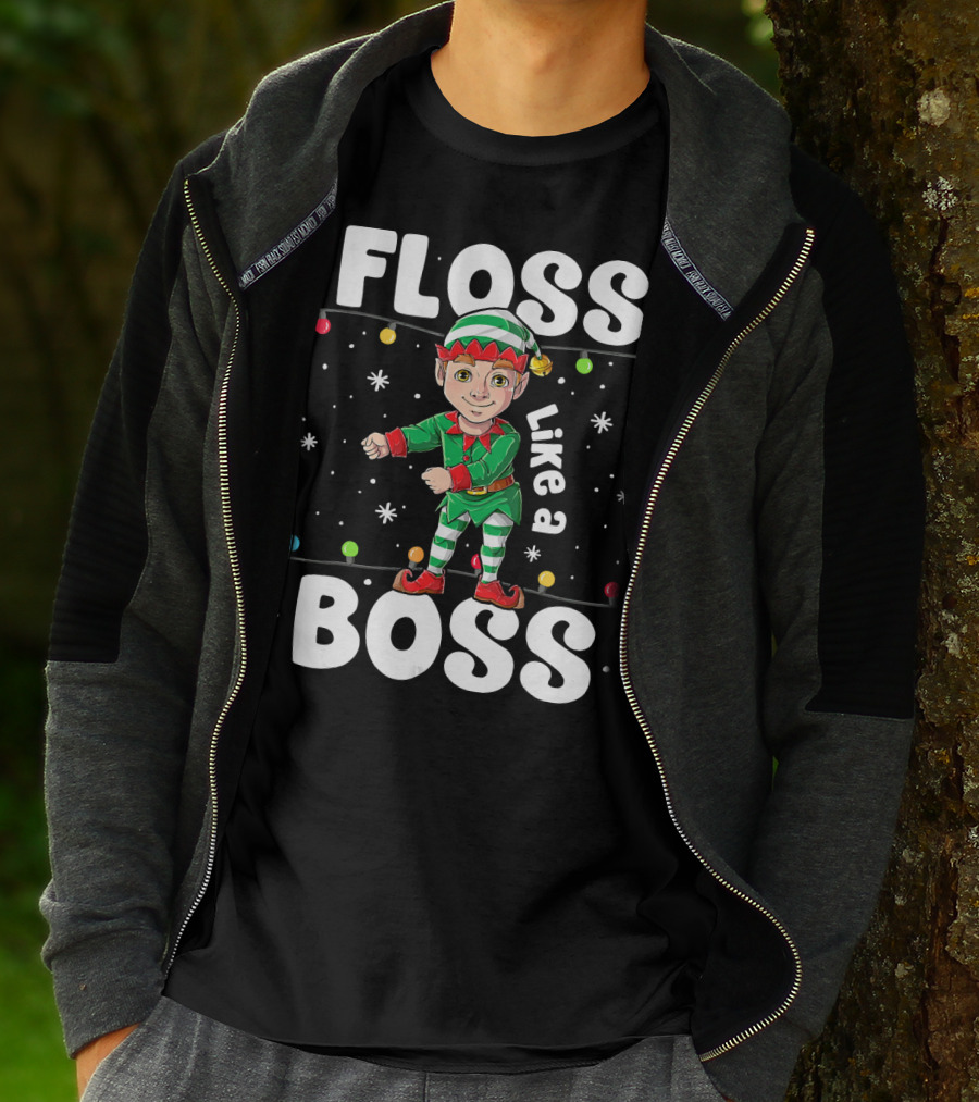 Floss Like A Boss Elf Dance Christmas Lights T-Shirt