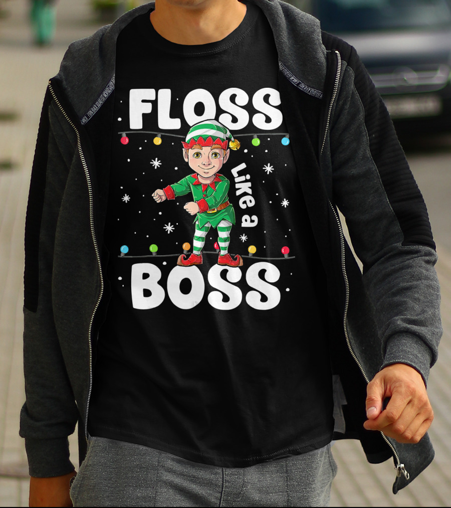 Floss Like A Boss Elf Dance Christmas Lights T-Shirt