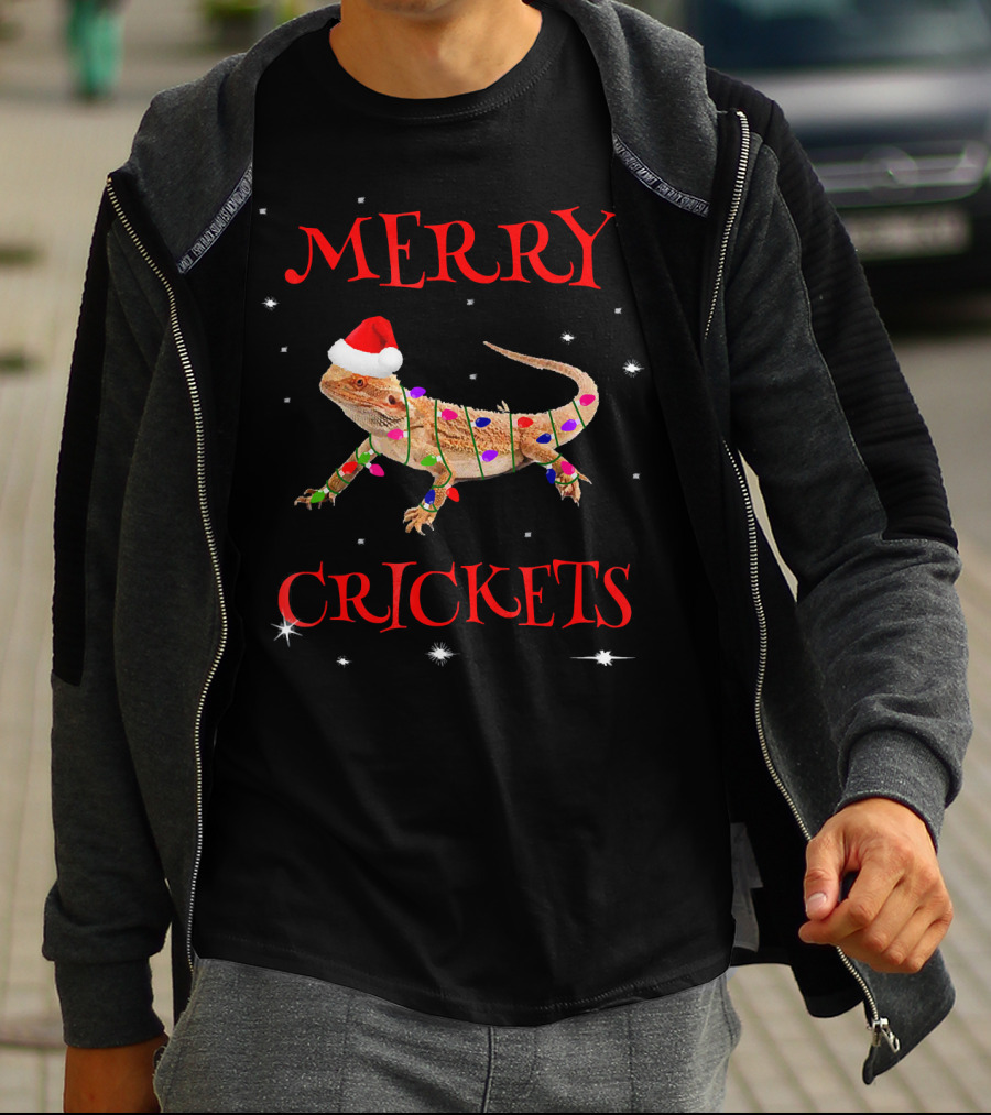 Merry Crickets Funny Bearded Dragon Christmas Me T-Shirt