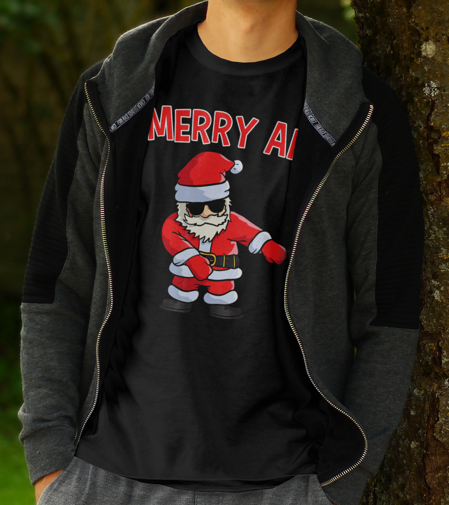 Merry AF Santa Claus Dab Funny Inappropriate Christmas T-Shirt