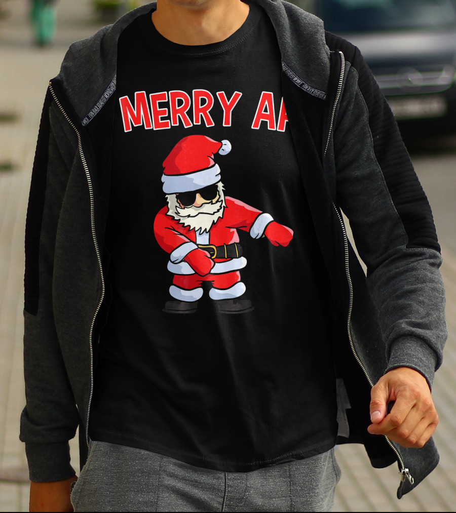 Merry AF Santa Claus Dab Funny Inappropriate Christmas T-Shirt