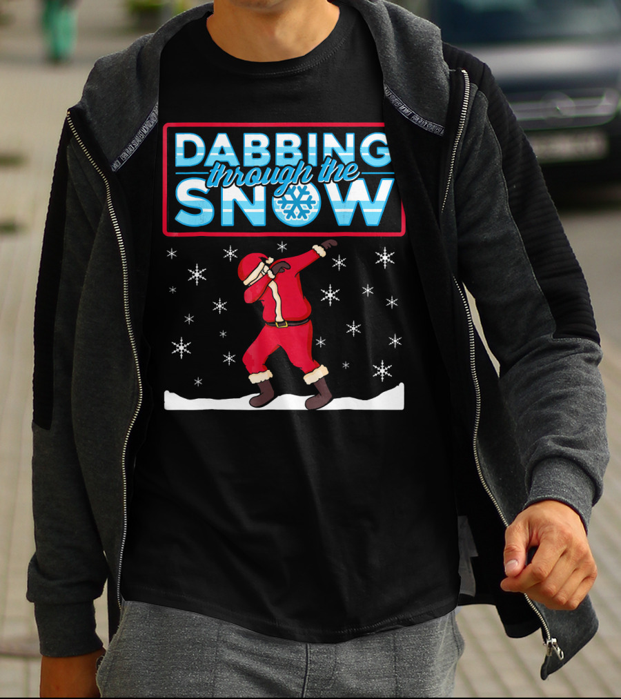 Dabbing Through The Snow Santa With Snowflakes And Red Suit T-Shirt