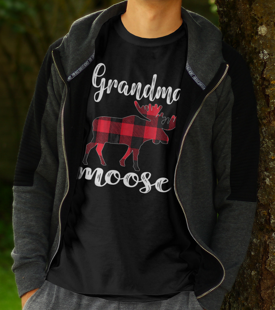 Grandma Moose Red Plaid Buffalo Check T-Shirt