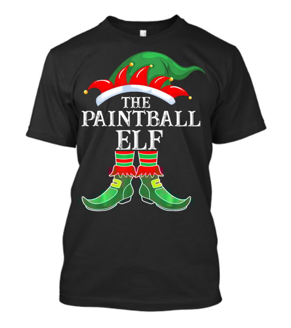 The Paintball Elf Christmas Hat Boots T-Shirt