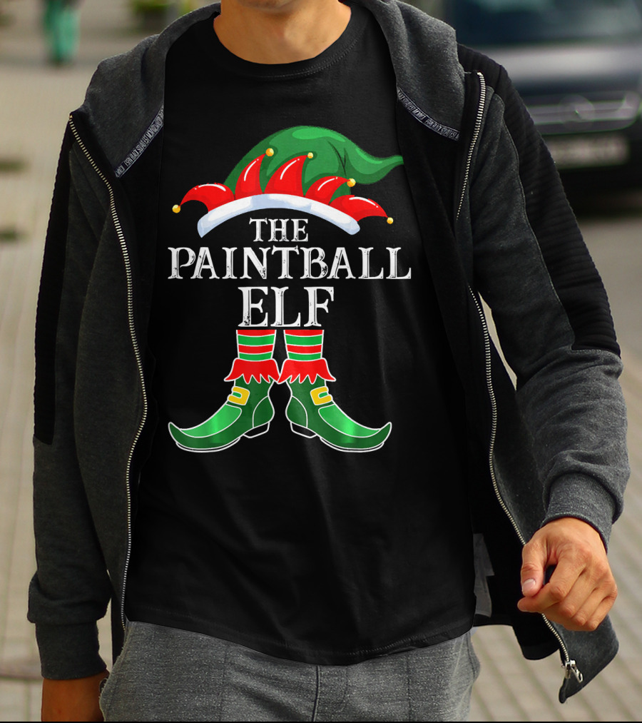 The Paintball Elf Christmas Hat Boots T-Shirt