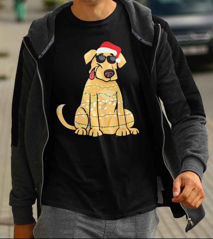 Labrador Santa Claus Christmas Lights Sunglasses T-Shirt