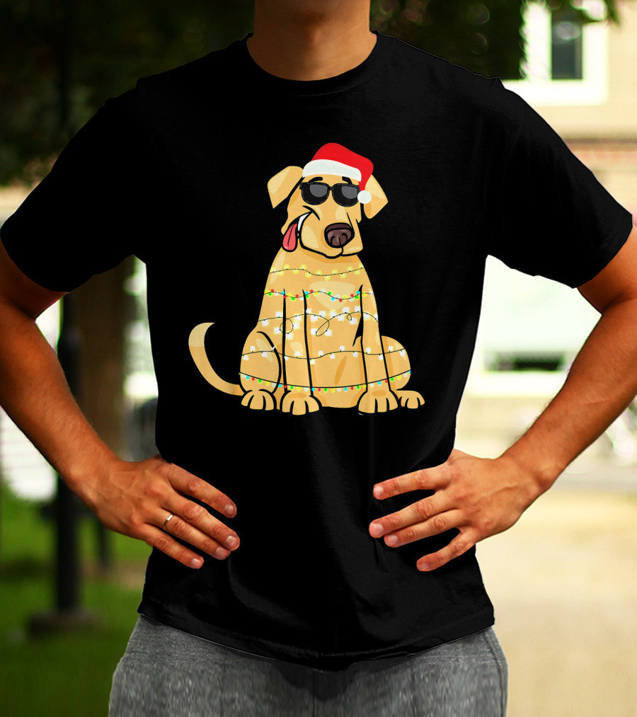 Labrador Santa Claus Christmas Lights Sunglasses T-Shirt