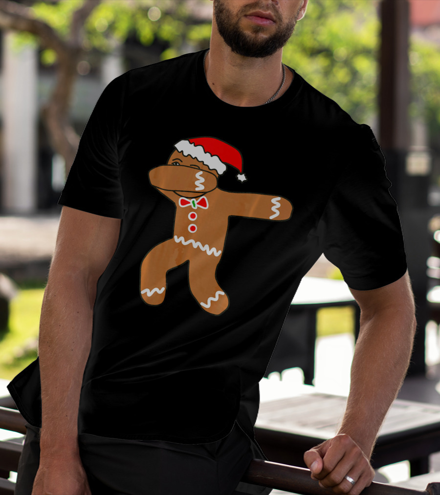 Dabbing Gingerbread Man In Santa Hat T-Shirt