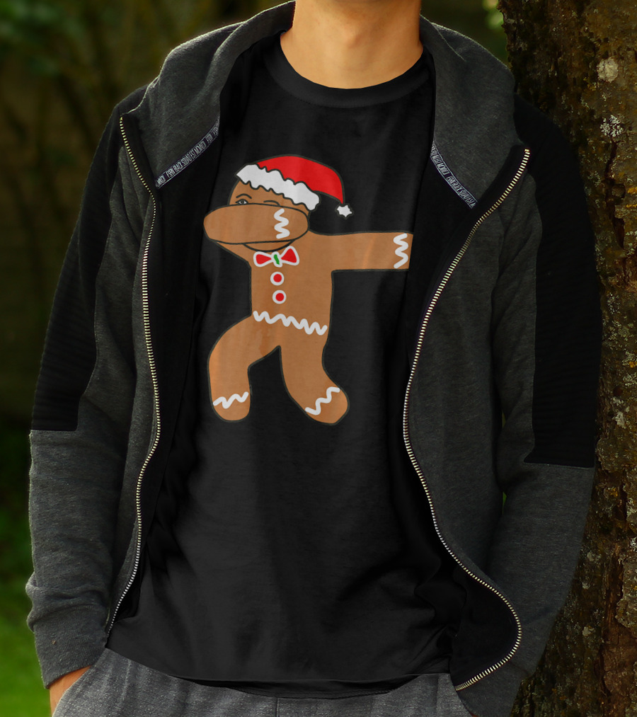 Dabbing Gingerbread Man In Santa Hat T-Shirt