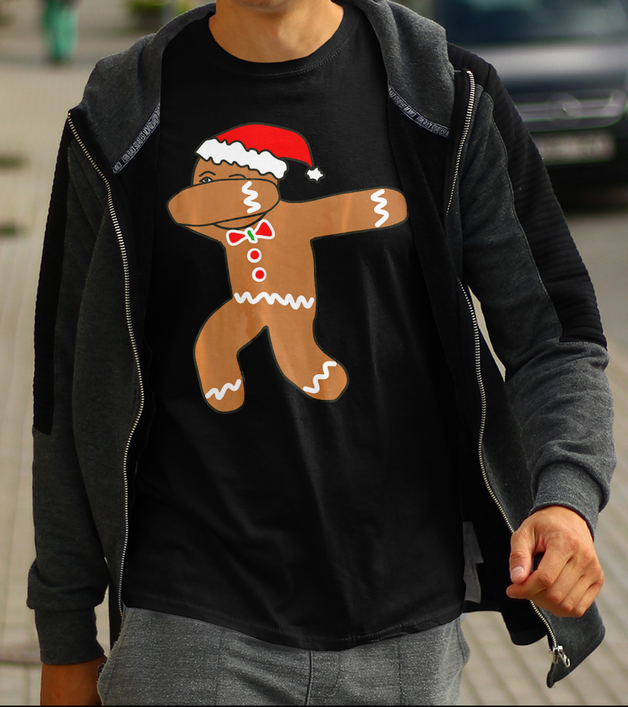 Dabbing Gingerbread Man In Santa Hat T-Shirt
