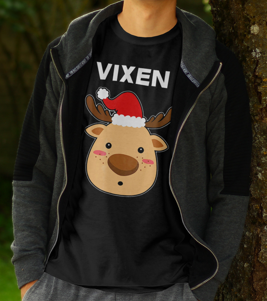 Vixen Santa Hat Reindeer T-Shirt
