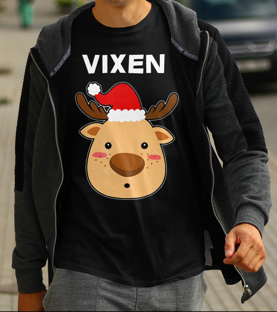 Vixen Santa Hat Reindeer T-Shirt