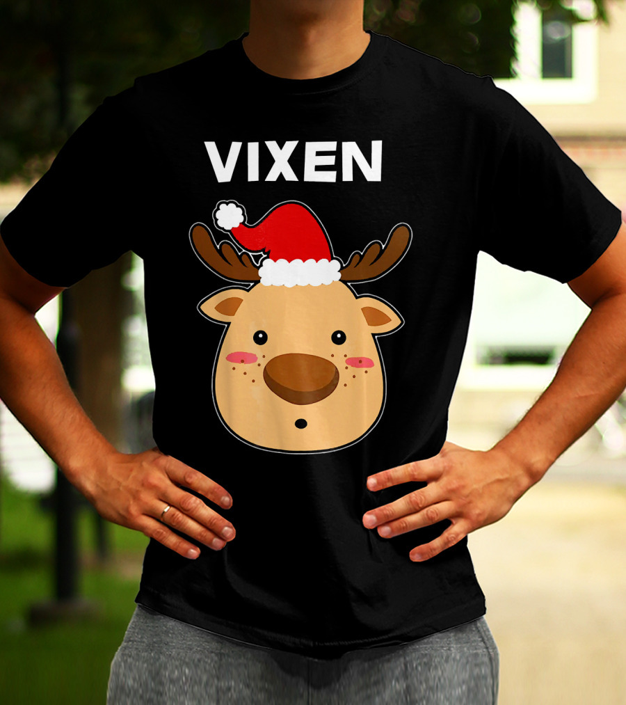 Vixen Santa Hat Reindeer T-Shirt