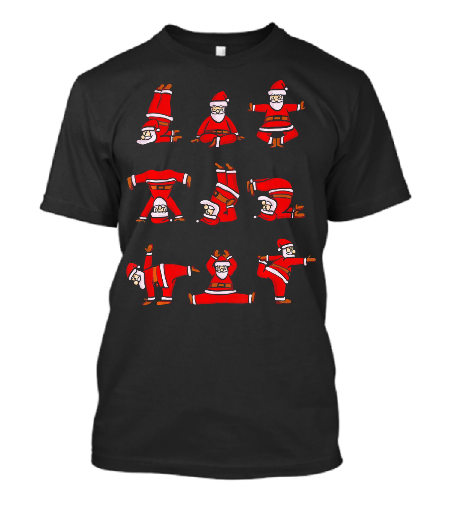 Santa's Christmas Yoga Poses Collection T-Shirt