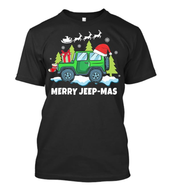 Merry Jeep-Mas Christmas SUV With Santa Hat And Reindeer T-Shirt