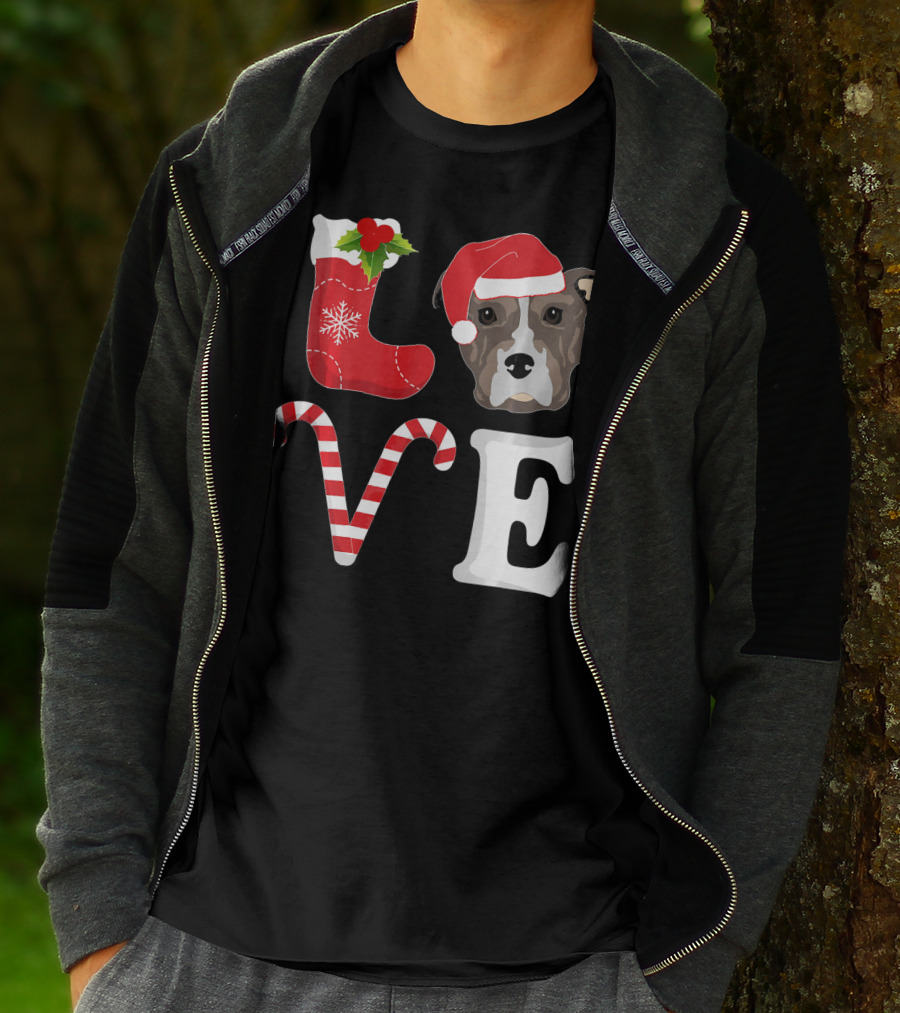 Love Christmas Pitbull Santa Pit Bull T-Shirt