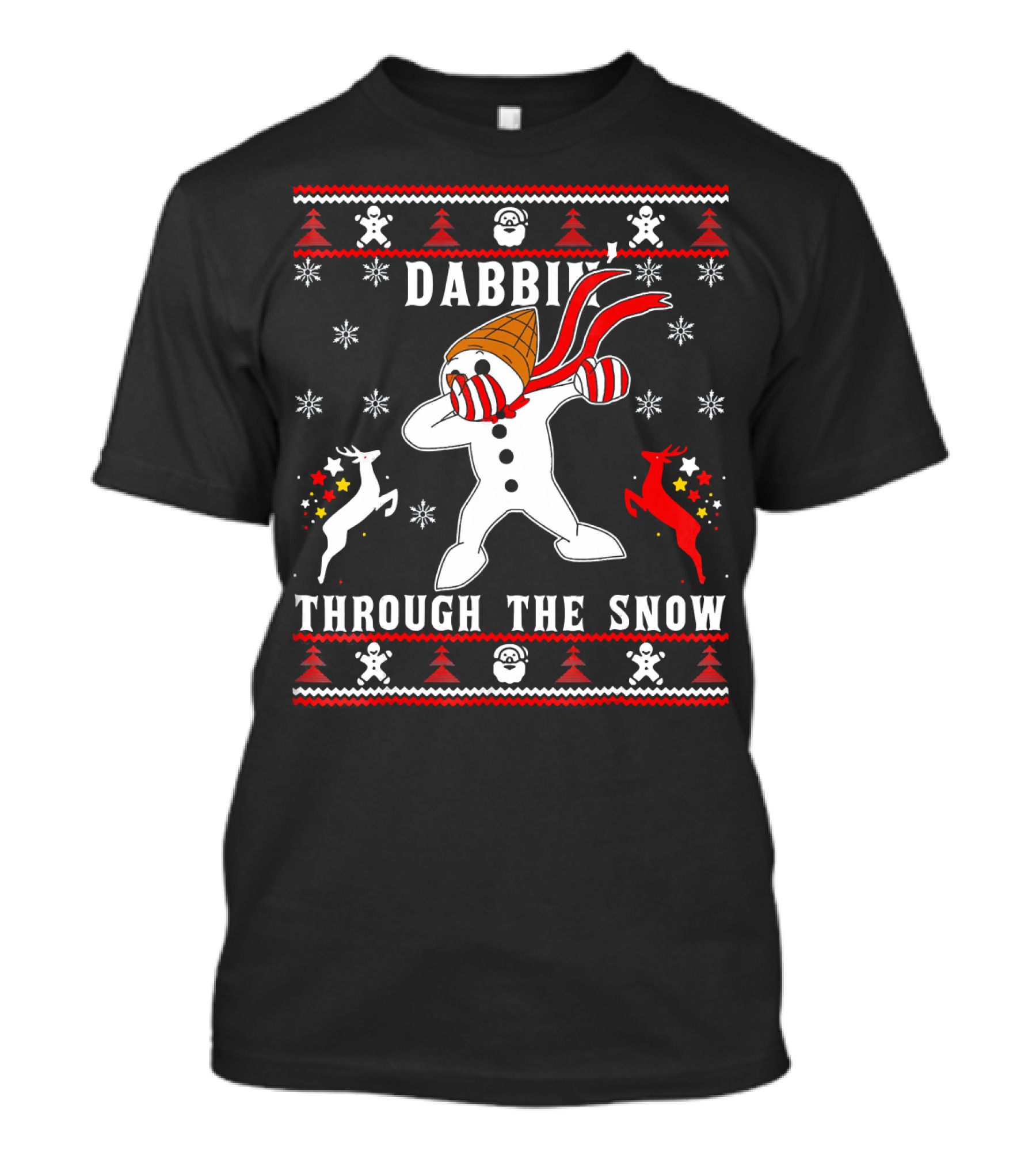 Dabbin' Through The Snow MrBingle Reindeer Snowflakes T-Shirt