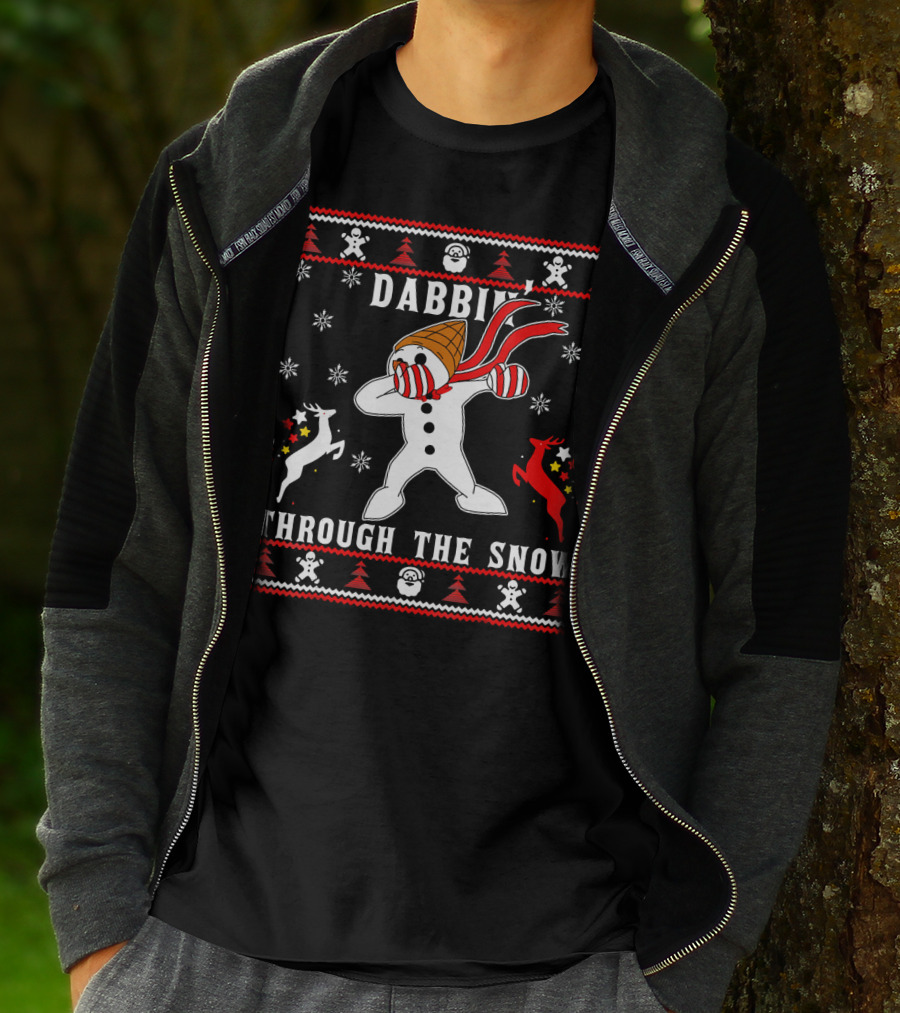 Dabbin' Through The Snow MrBingle Reindeer Snowflakes T-Shirt