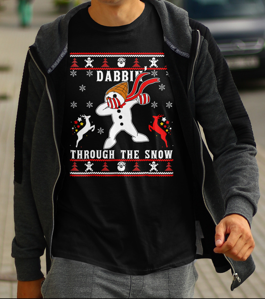 Dabbin' Through The Snow MrBingle Reindeer Snowflakes T-Shirt