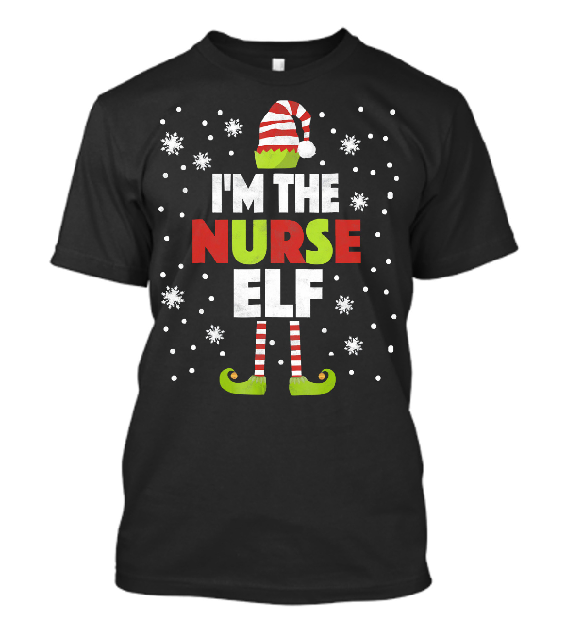 I'm The Nurse Elf Christmas Snowflake Stripes T-Shirt
