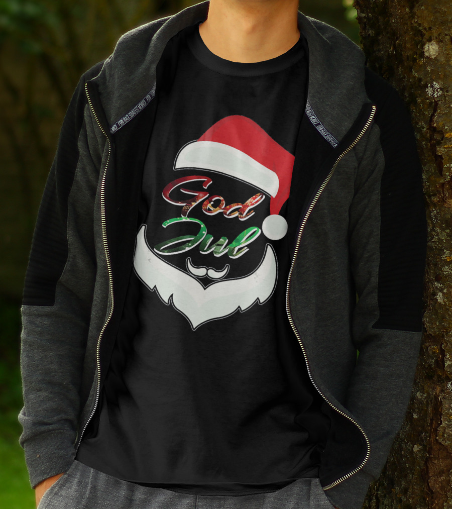 God Jul Norwegian Merry Christmas Santa Hat And Beard Design Norway T-Shirt