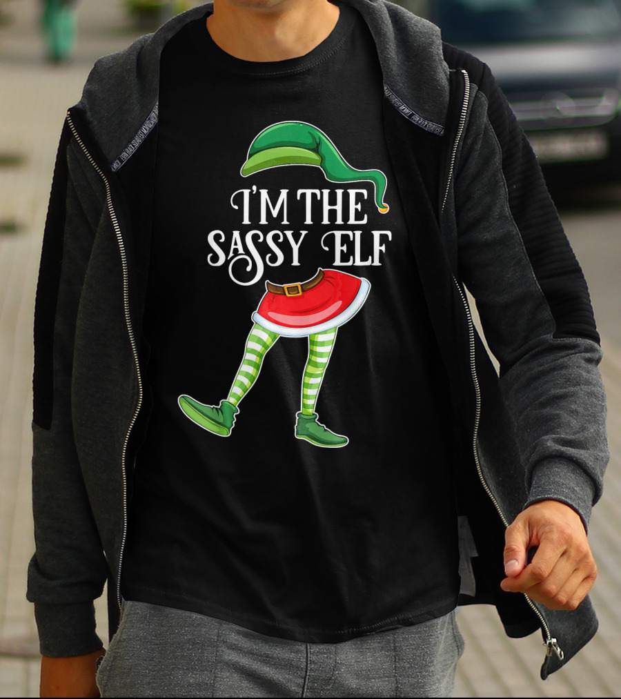 I'm The Sassy Elf With Green Hat And Striped Socks T-Shirt