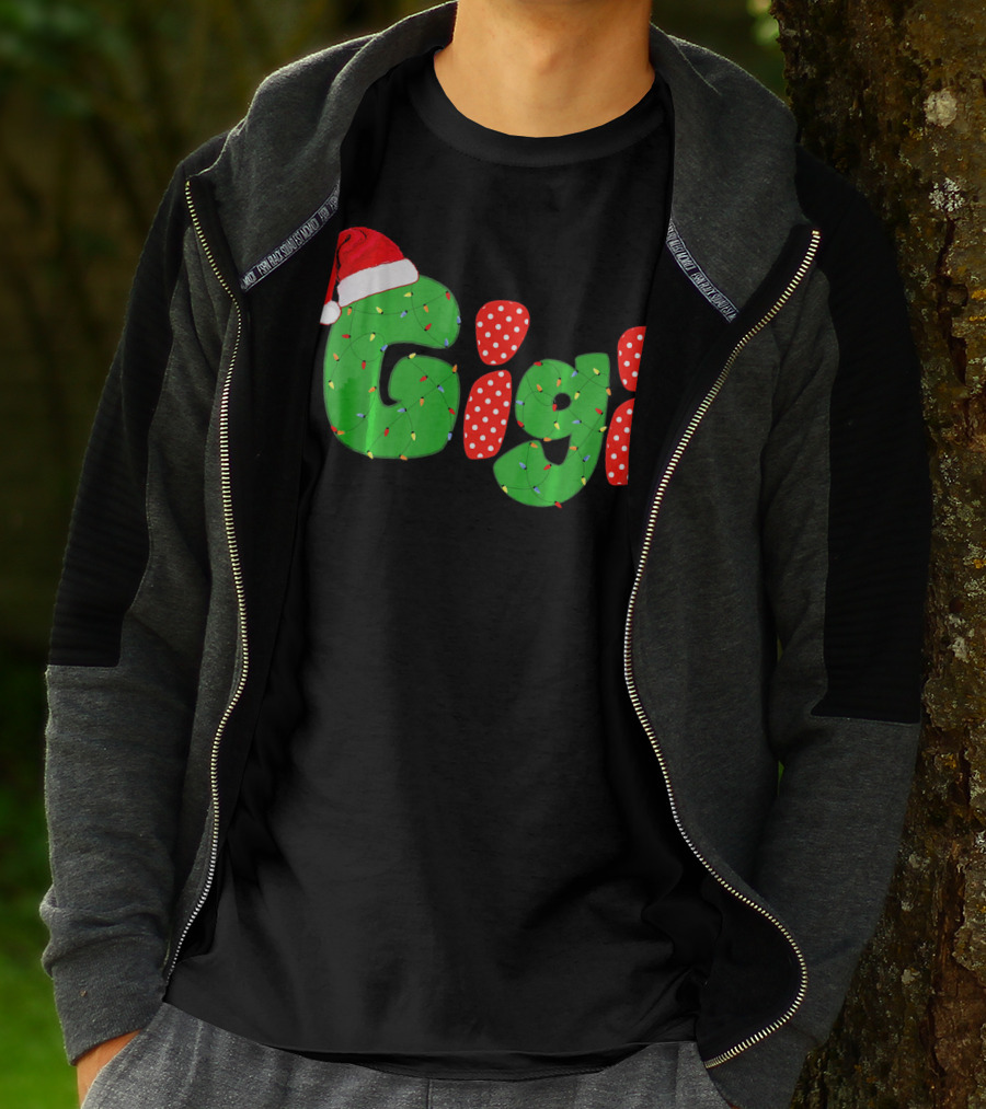 Gigi Christmas Santa Hat Lights Family Matching Pajamas T-Shirt