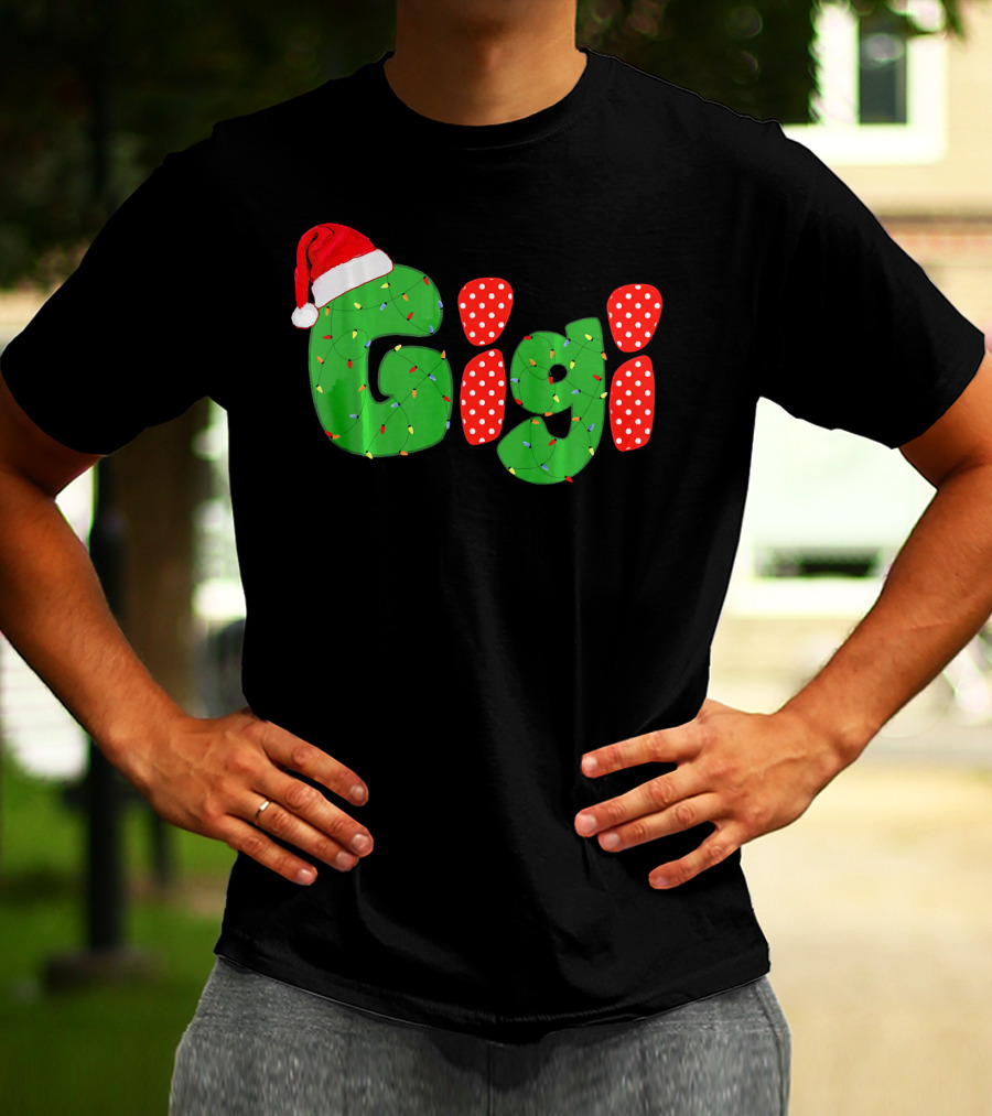 Gigi Christmas Santa Hat Lights Family Matching Pajamas T-Shirt