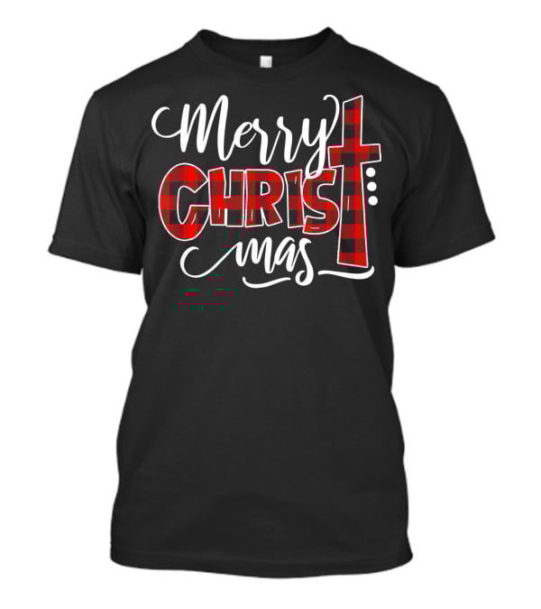 Merry Christmas Buffalo Plaid Crossmas T-Shirt