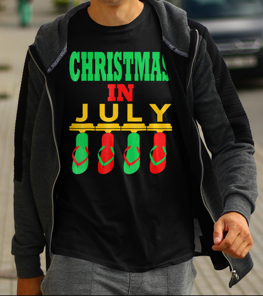 CHRISTMAS IN JULY Flip Flops Summer Holiday T-Shirt