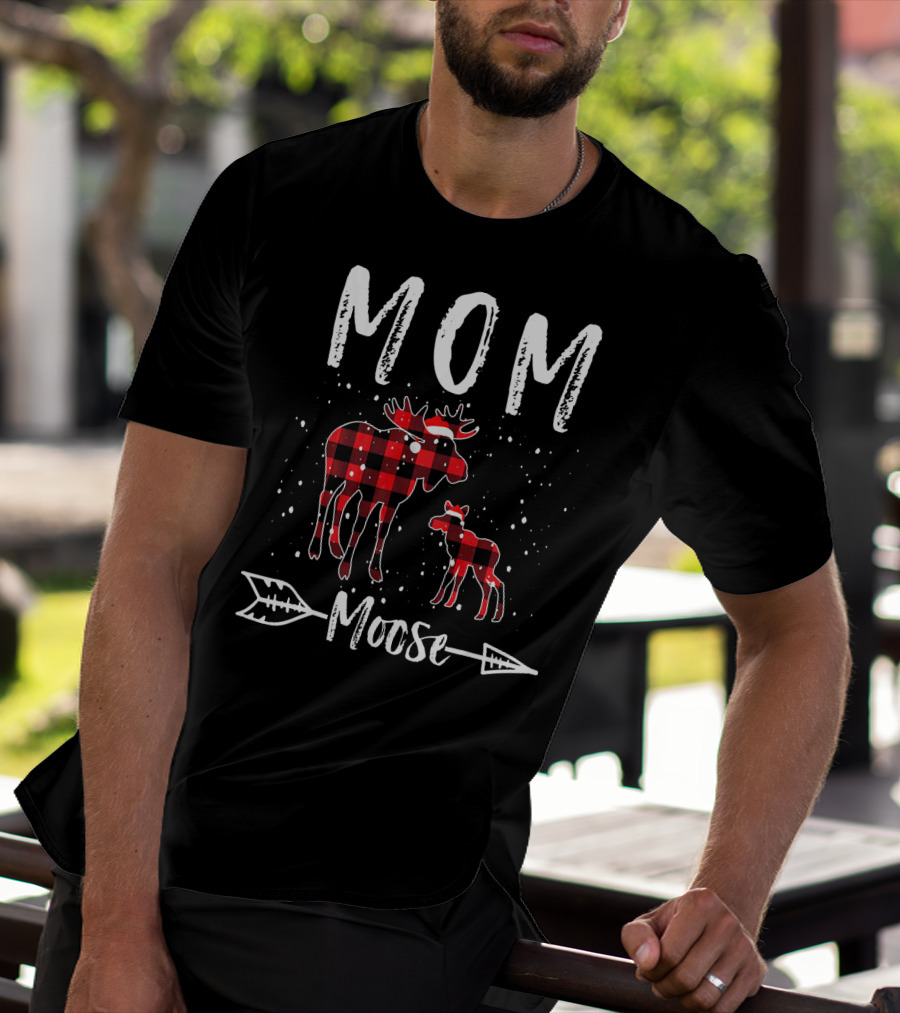 Mom Moose Buffalo Plaid Arrow T-Shirt