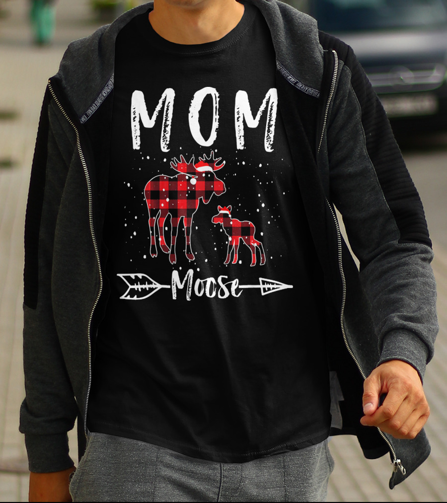 Mom Moose Buffalo Plaid Arrow T-Shirt