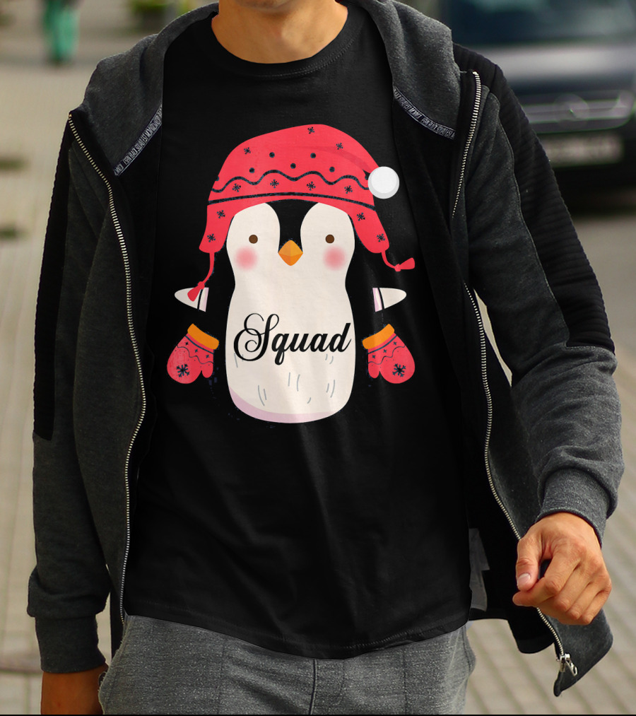Squad Penguin Christmas Hat And Mittens T-Shirt