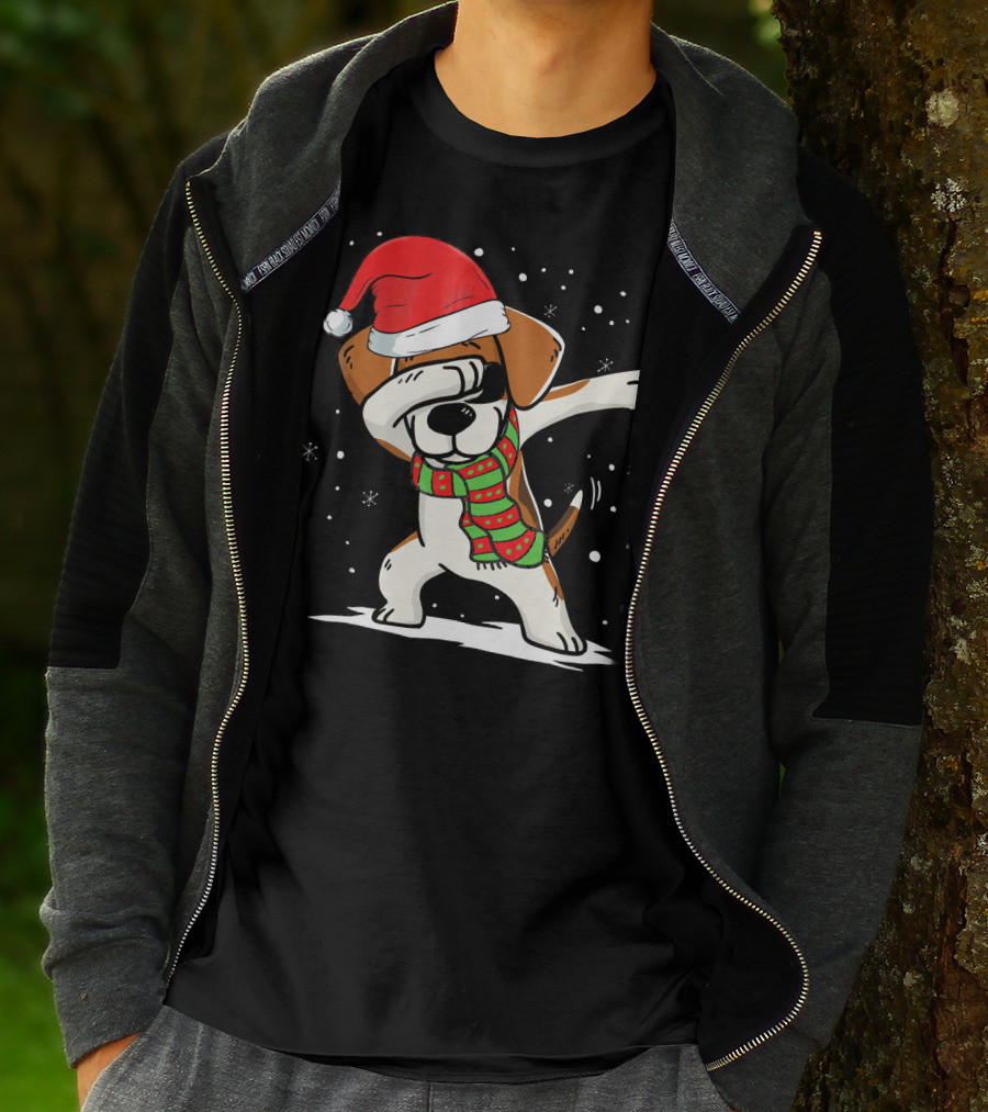 Dabbing Beagle Santa Christmas Dog Dance T-Shirt
