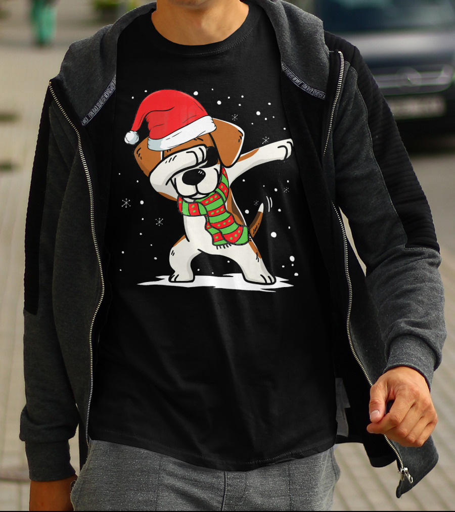 Dabbing Beagle Santa Christmas Dog Dance T-Shirt