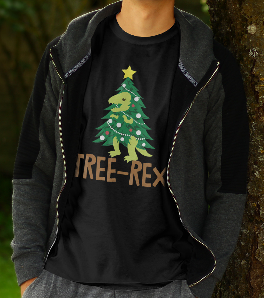 Tree Rex Christmas Dinosaur Pun T-Shirt
