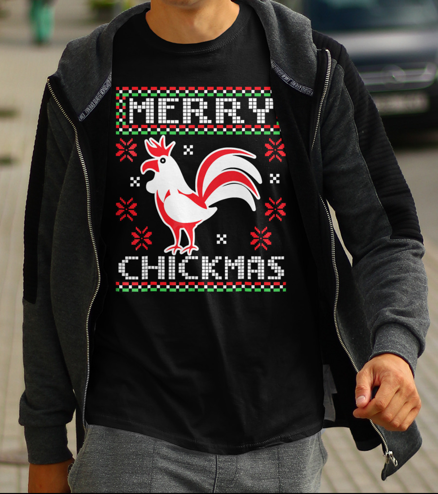 Merry Chickmas Festive Chicken Ugly T-Shirt